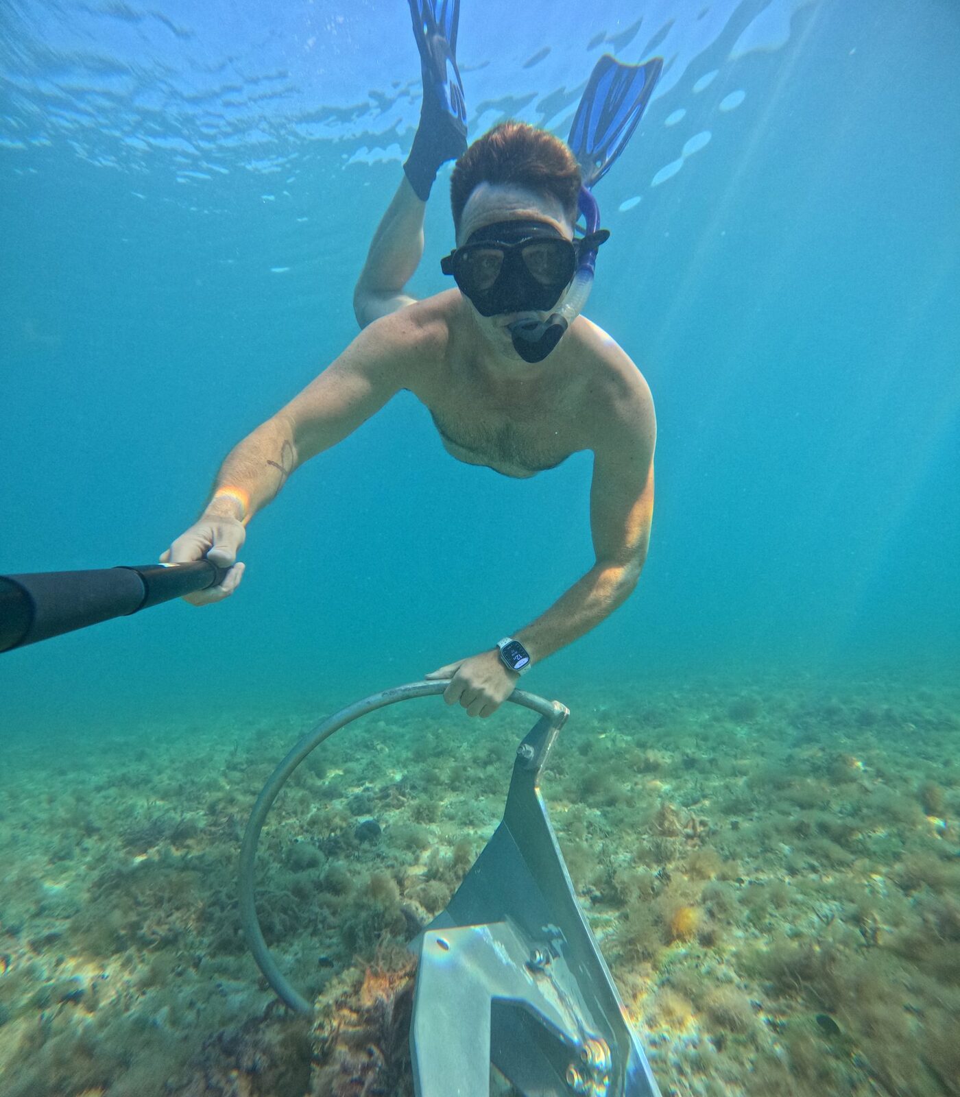 Snorkeling the clear early-season waters of the Bahamas