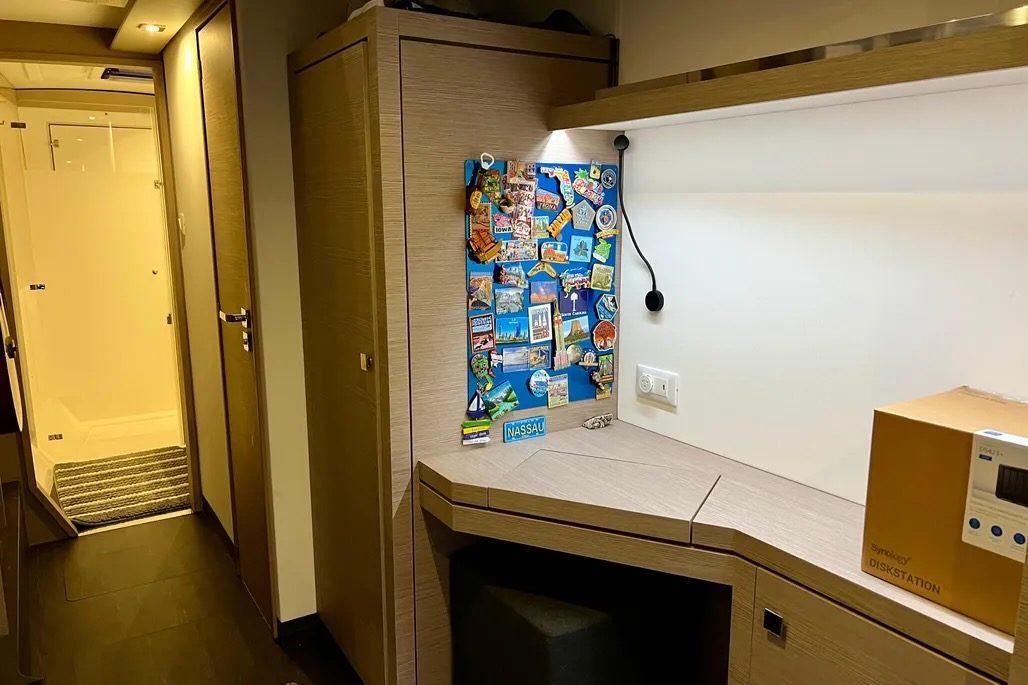 A cozy corner belowdecks on the Fountaine Pajot Isla 40